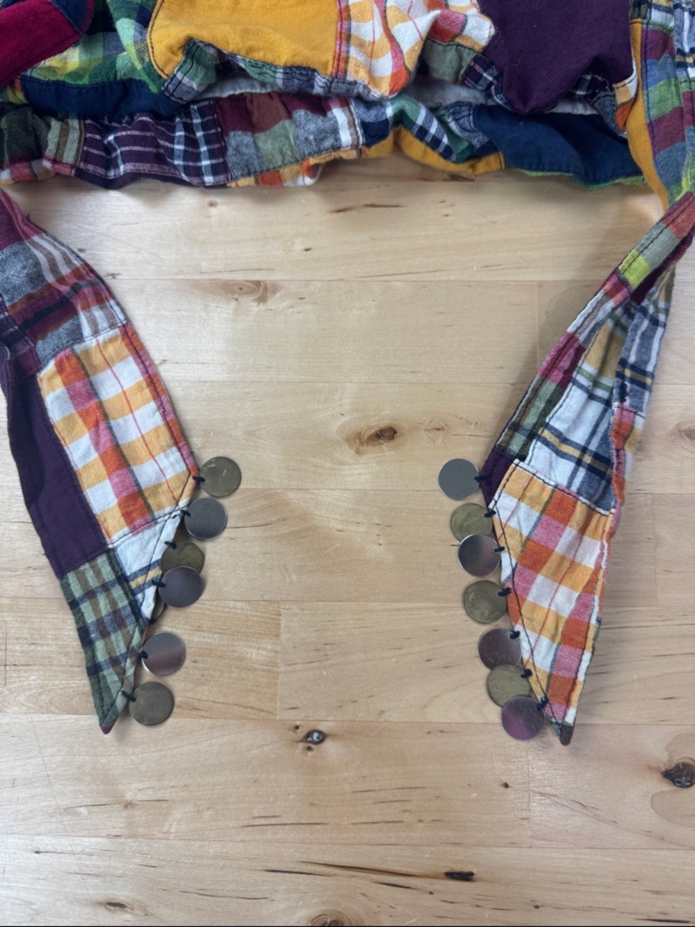 American Eagle Madras Plaid Patchwork Balloon Skirt Bubble Hem w/ Belt Size 6 - Picture 3 of 9